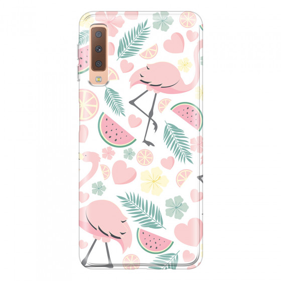 SAMSUNG - Galaxy A7 2018 - Soft Clear Case - Tropical Flamingo III