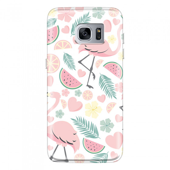 SAMSUNG - Galaxy S7 Edge - Soft Clear Case - Tropical Flamingo III