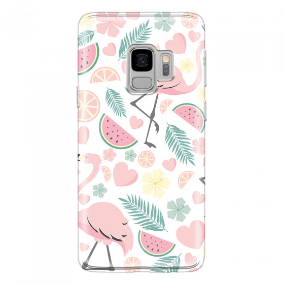 SAMSUNG - Galaxy S9 - Soft Clear Case - Tropical Flamingo III