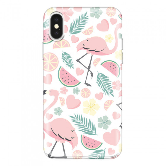 APPLE - iPhone X - Soft Clear Case - Tropical Flamingo III