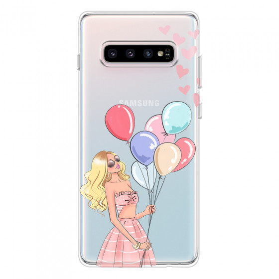 SAMSUNG - Galaxy S10 - Soft Clear Case - Balloon Party