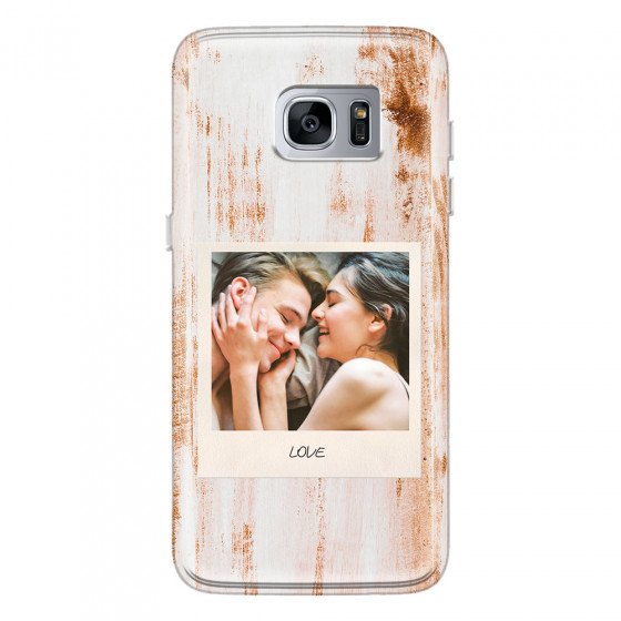 SAMSUNG - Galaxy S7 Edge - Soft Clear Case - Wooden Polaroid