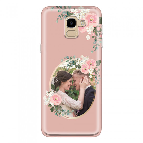 SAMSUNG - Galaxy J6 - Soft Clear Case - Pink Floral Mirror Photo