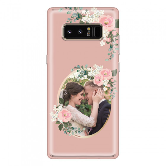 SAMSUNG - Galaxy Note 8 - Soft Clear Case - Pink Floral Mirror Photo