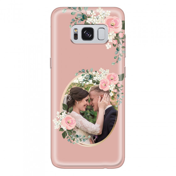 SAMSUNG - Galaxy S8 Plus - Soft Clear Case - Pink Floral Mirror Photo
