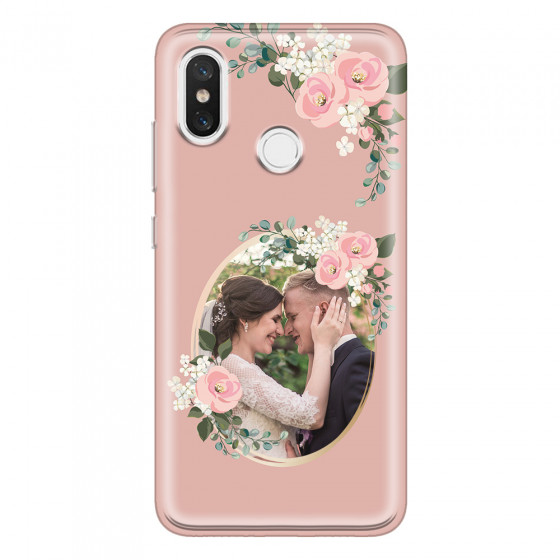 XIAOMI - Mi 8 - Soft Clear Case - Pink Floral Mirror Photo