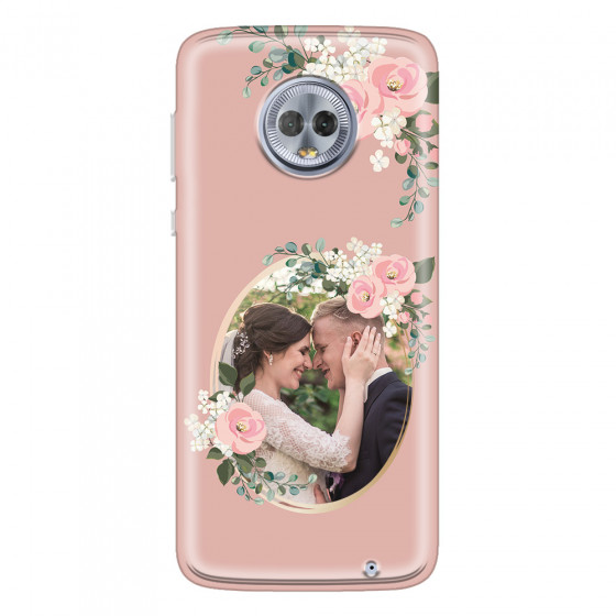 MOTOROLA by LENOVO - Moto G6 Plus - Soft Clear Case - Pink Floral Mirror Photo