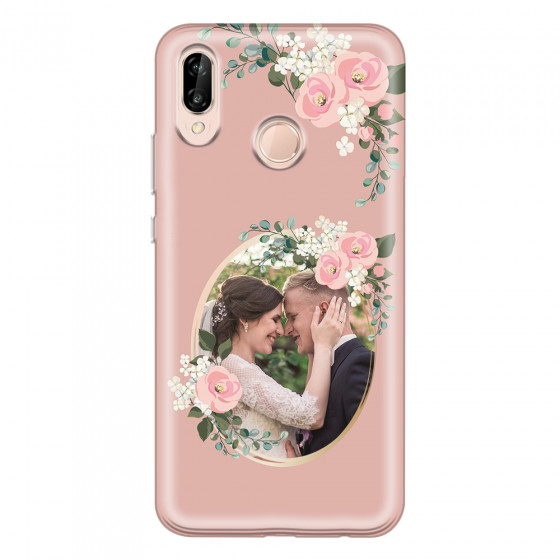 HUAWEI - P20 Lite - Soft Clear Case - Pink Floral Mirror Photo