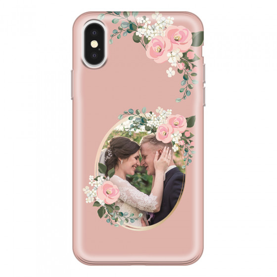 APPLE - iPhone X - Soft Clear Case - Pink Floral Mirror Photo