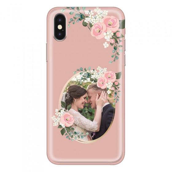 APPLE - iPhone XS Max - Soft Clear Case - Pink Floral Mirror Photo