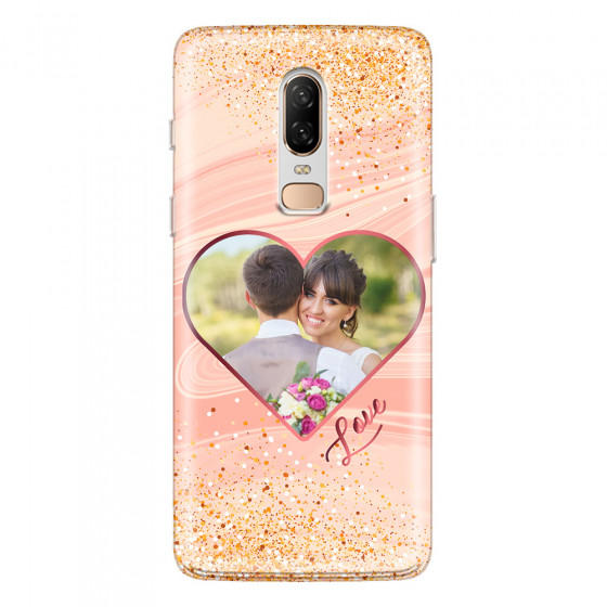 ONEPLUS - OnePlus 6 - Soft Clear Case - Glitter Love Heart Photo