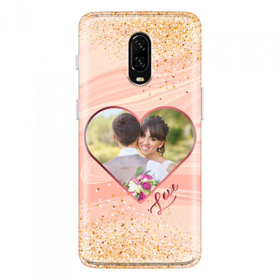 ONEPLUS - OnePlus 6T - Soft Clear Case - Glitter Love Heart Photo