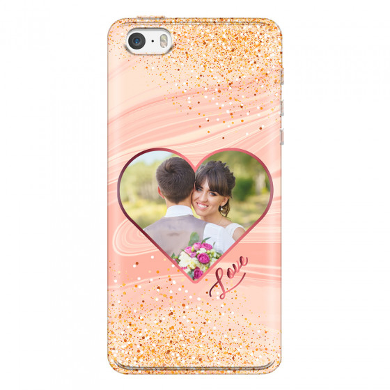 APPLE - iPhone 5S - Soft Clear Case - Glitter Love Heart Photo