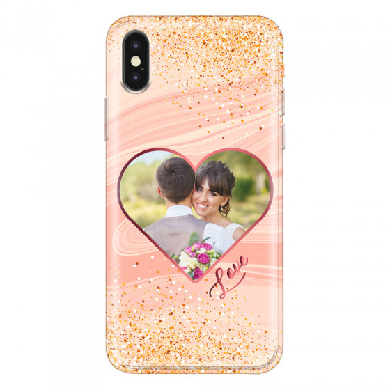 APPLE - iPhone XS Max - Soft Clear Case - Glitter Love Heart Photo