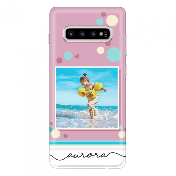 SAMSUNG - Galaxy S10 - Soft Clear Case - Cute Dots Photo Case