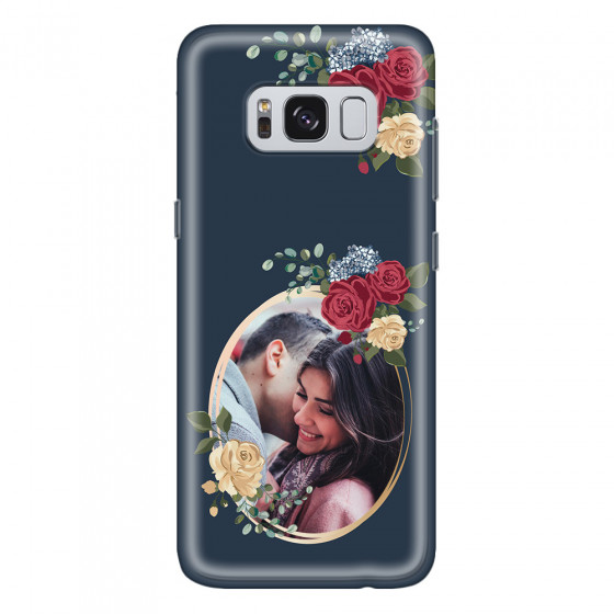 SAMSUNG - Galaxy S8 Plus - Soft Clear Case - Blue Floral Mirror Photo