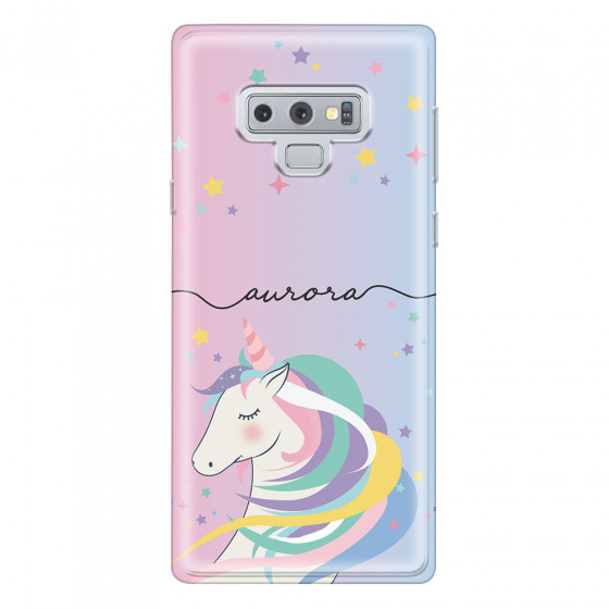 SAMSUNG - Galaxy Note 9 - Soft Clear Case - Pink Unicorn Handwritten