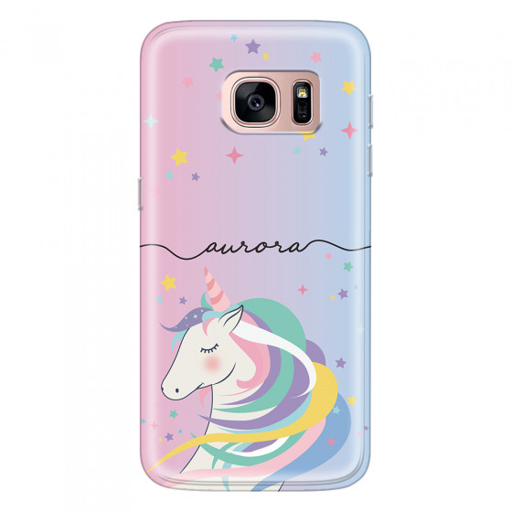 SAMSUNG - Galaxy S7 - Soft Clear Case - Pink Unicorn Handwritten