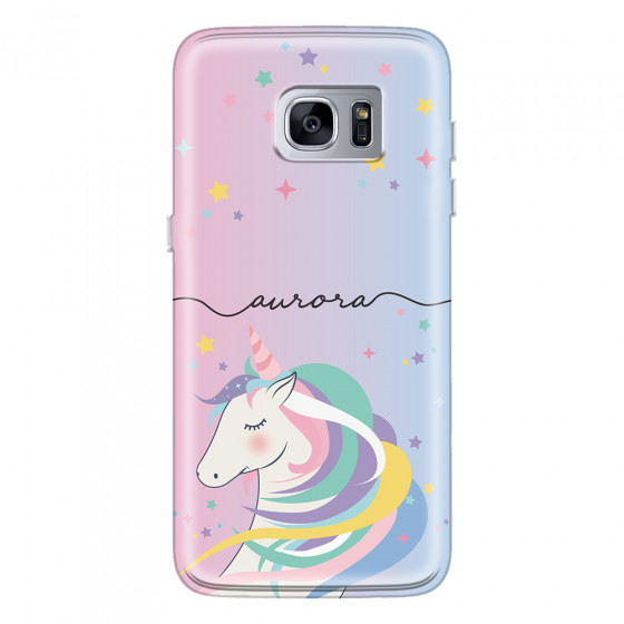 SAMSUNG - Galaxy S7 Edge - Soft Clear Case - Pink Unicorn Handwritten