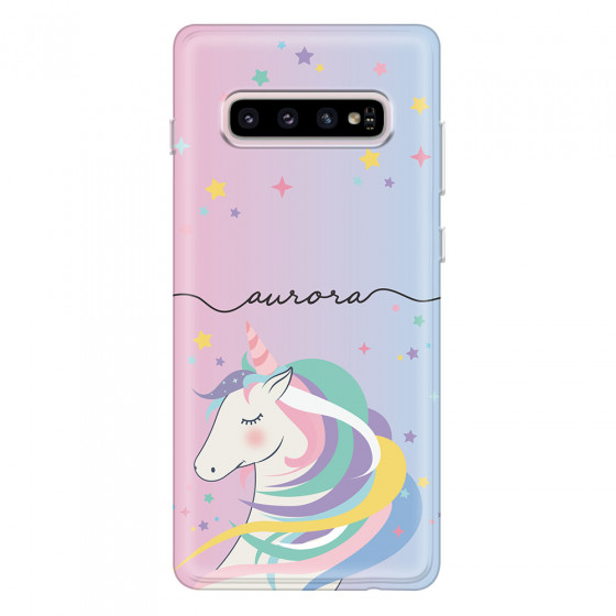 SAMSUNG - Galaxy S10 - Soft Clear Case - Pink Unicorn Handwritten