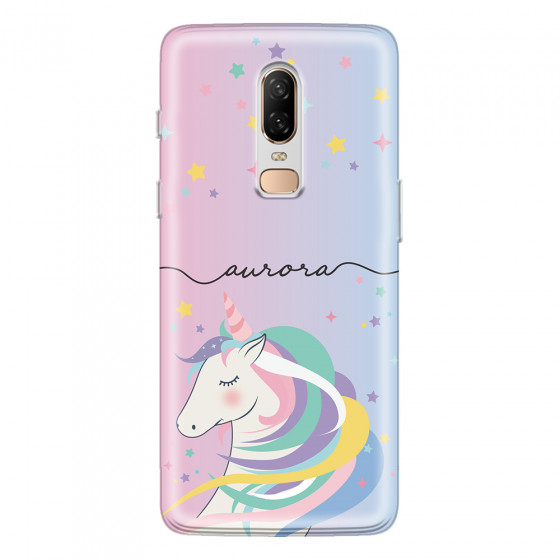 ONEPLUS - OnePlus 6 - Soft Clear Case - Pink Unicorn Handwritten