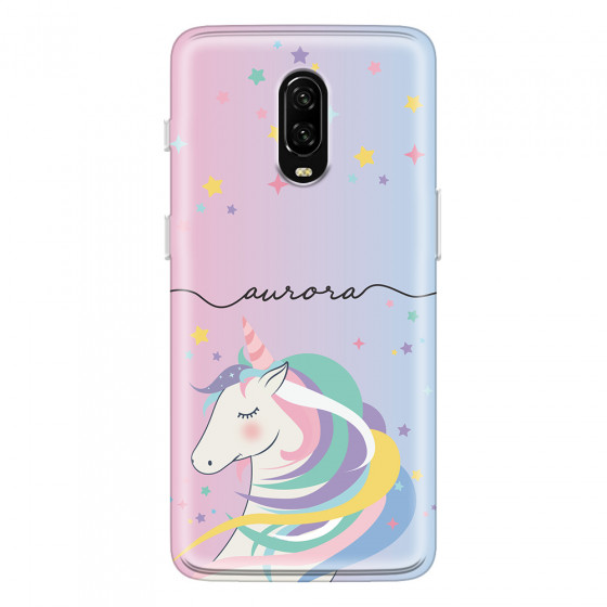 ONEPLUS - OnePlus 6T - Soft Clear Case - Pink Unicorn Handwritten