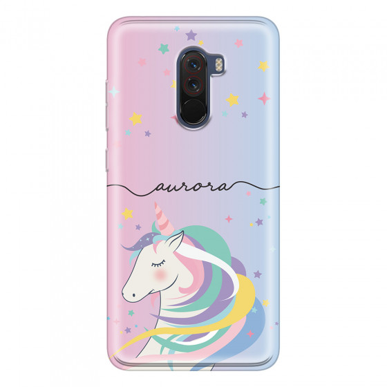 XIAOMI - Pocophone F1 - Soft Clear Case - Pink Unicorn Handwritten