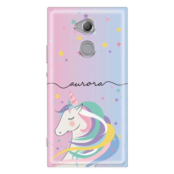 SONY - Sony XA2 Ultra - Soft Clear Case - Pink Unicorn Handwritten