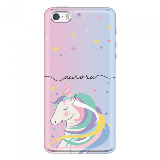 APPLE - iPhone 5S - Soft Clear Case - Pink Unicorn Handwritten
