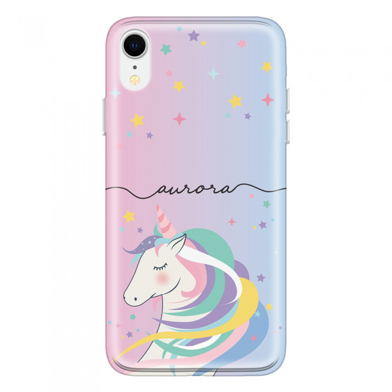 APPLE - iPhone XR - Soft Clear Case - Pink Unicorn Handwritten