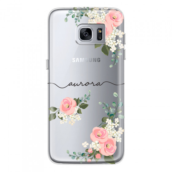 SAMSUNG - Galaxy S7 Edge - Soft Clear Case - Pink Floral Handwritten