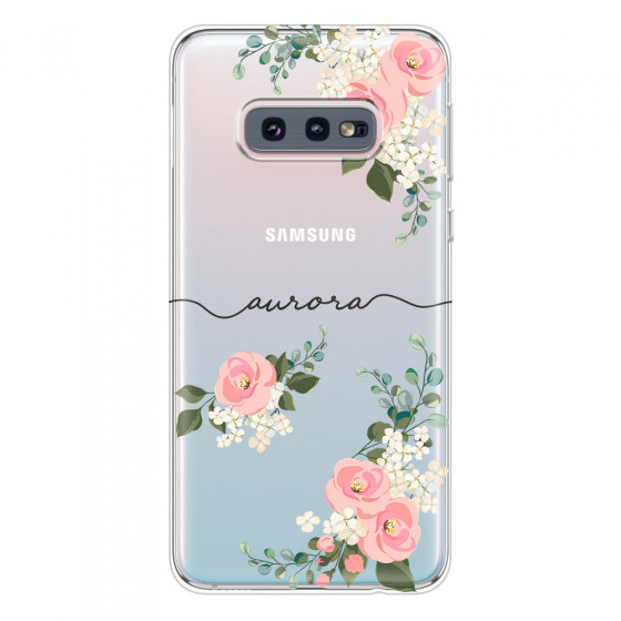 SAMSUNG - Galaxy S10e - Soft Clear Case - Pink Floral Handwritten