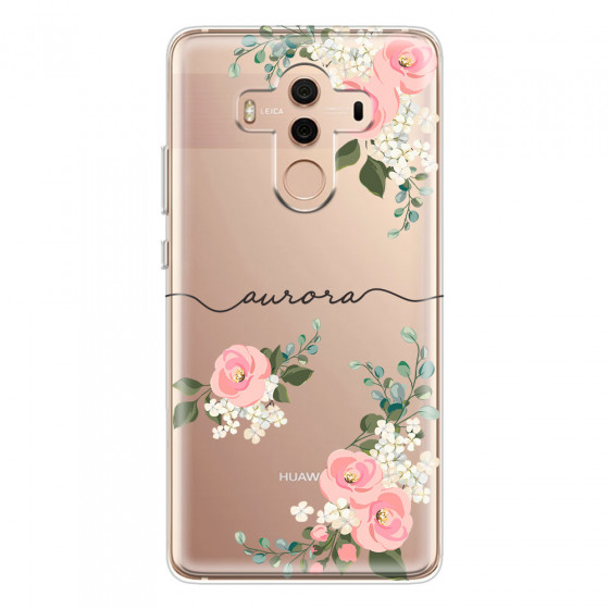 HUAWEI - Mate 10 Pro - Soft Clear Case - Pink Floral Handwritten