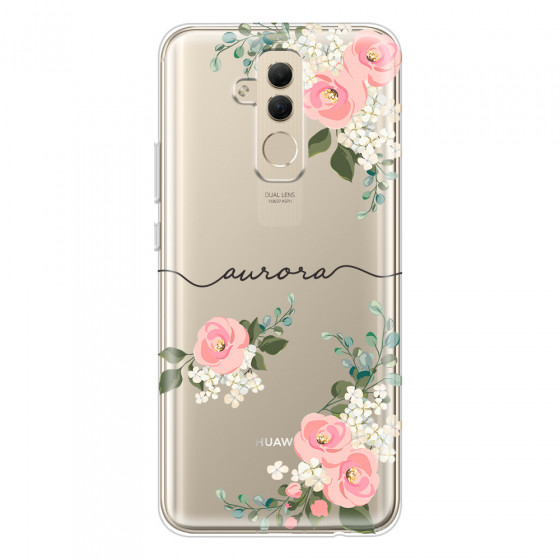 HUAWEI - Mate 20 Lite - Soft Clear Case - Pink Floral Handwritten