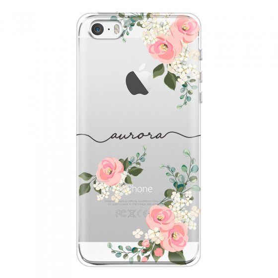 APPLE - iPhone 5S - Soft Clear Case - Pink Floral Handwritten