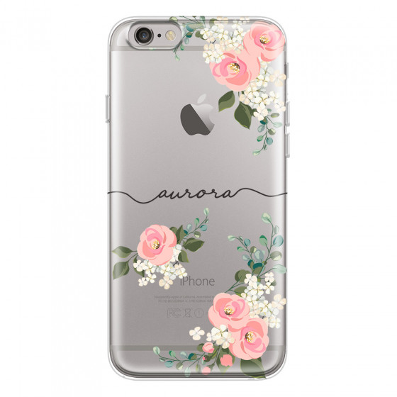 APPLE - iPhone 6S Plus - Soft Clear Case - Pink Floral Handwritten