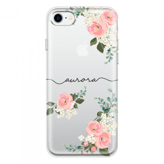 APPLE - iPhone 7 - Soft Clear Case - Pink Floral Handwritten