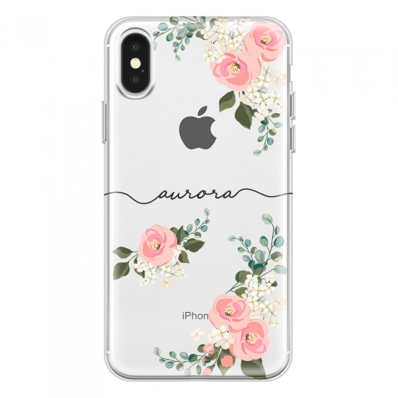 APPLE - iPhone X - Soft Clear Case - Pink Floral Handwritten