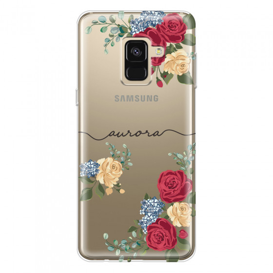 SAMSUNG - Galaxy A8 - Soft Clear Case - Red Floral Handwritten