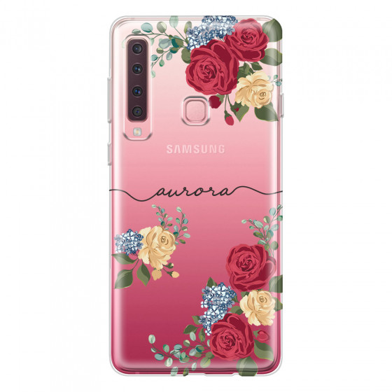 SAMSUNG - Galaxy A9 2018 - Soft Clear Case - Red Floral Handwritten