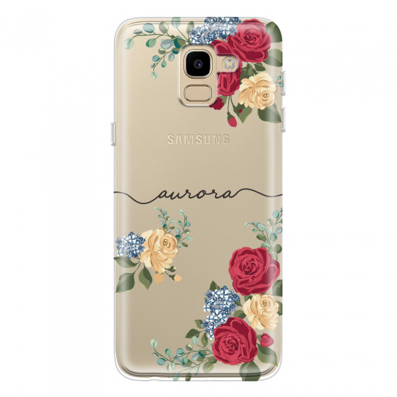 SAMSUNG - Galaxy J6 - Soft Clear Case - Red Floral Handwritten
