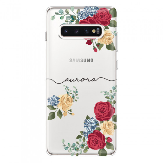 SAMSUNG - Galaxy S10 Plus - Soft Clear Case - Red Floral Handwritten
