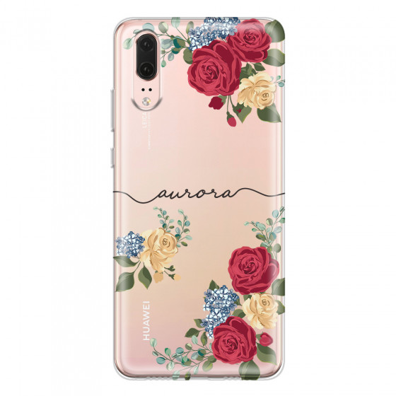 HUAWEI - P20 - Soft Clear Case - Red Floral Handwritten