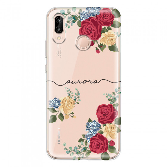 HUAWEI - P20 Lite - Soft Clear Case - Red Floral Handwritten