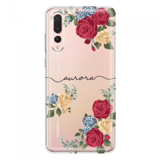HUAWEI - P20 Pro - Soft Clear Case - Red Floral Handwritten