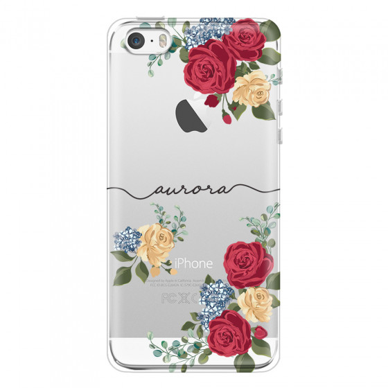 APPLE - iPhone 5S - Soft Clear Case - Red Floral Handwritten