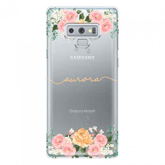 SAMSUNG - Galaxy Note 9 - Soft Clear Case - Gold Floral Handwritten