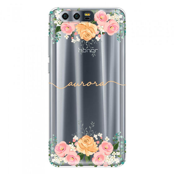 HONOR - Honor 9 - Soft Clear Case - Gold Floral Handwritten