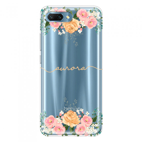 HONOR - Honor 10 - Soft Clear Case - Gold Floral Handwritten