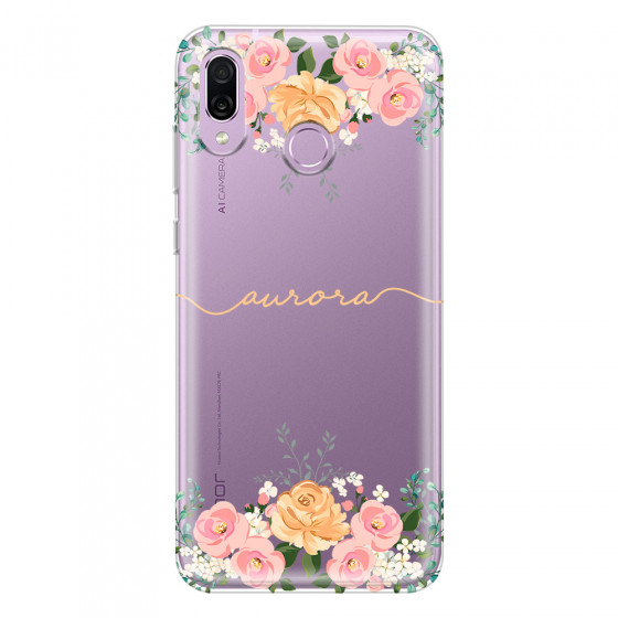 HONOR - Honor Play - Soft Clear Case - Gold Floral Handwritten